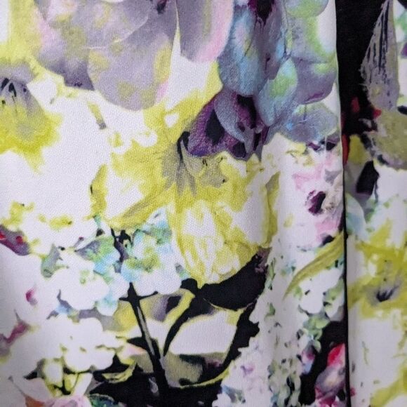 TAHARI ASL Women's sz 8P Sleeveless Pink Black Purple Floral Sheath Career Dress - Picture 4 of 13